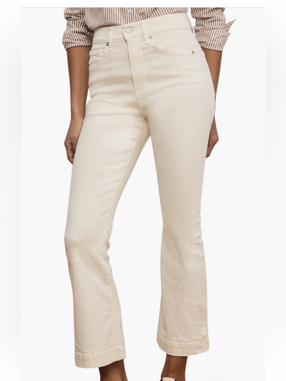 Veronica Beard Carson High Waist Flare Ankle Jeans Ecru Color Size 27/4 $278 New